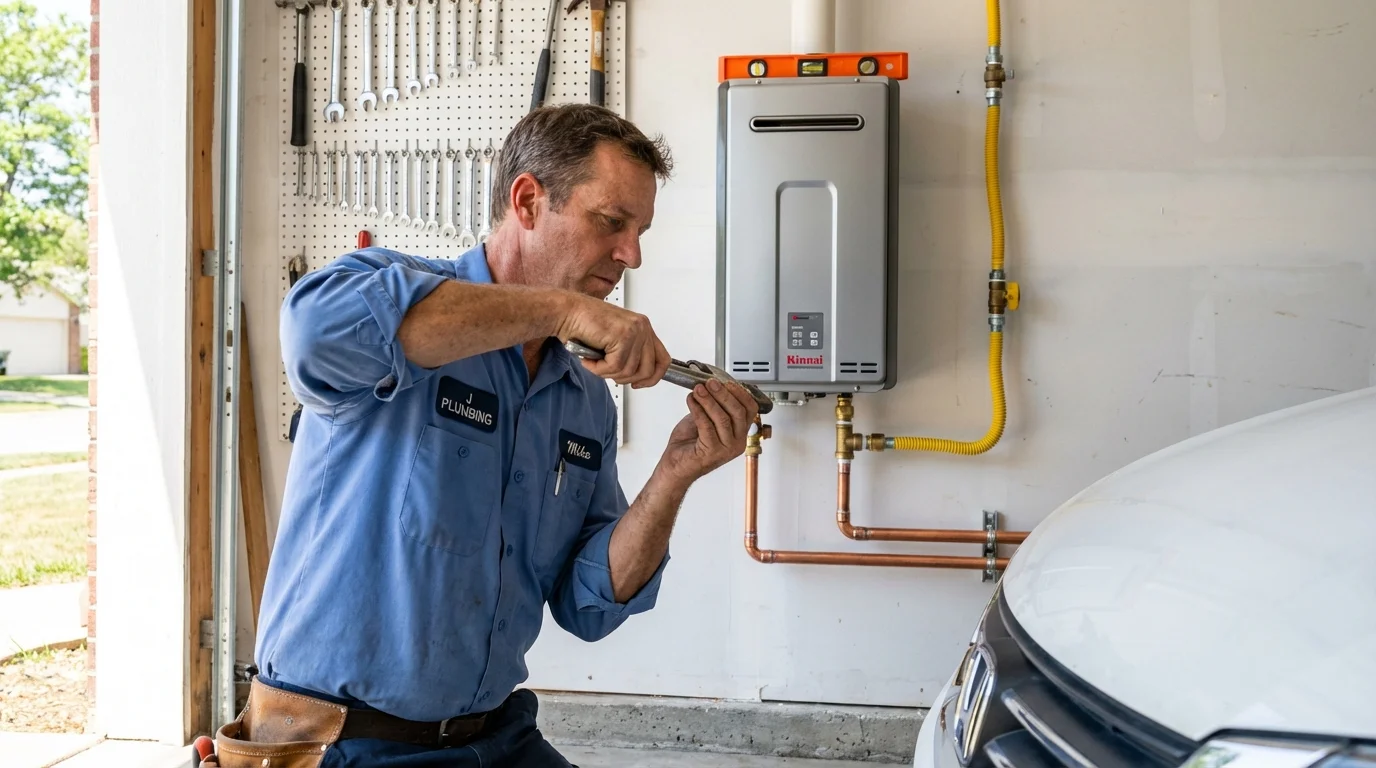 Tankless water heater installation by a Johns Plumbing LLC plumber in San Lorenzo